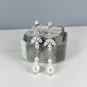 Cubic Floral Clip on Earrings